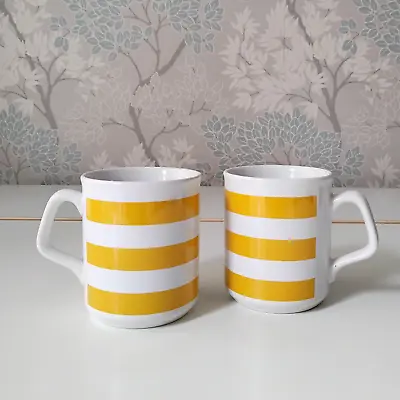 Buy X 2Tams Yellow & White Striped Mugs (Cornishware Inspired) Classic Nautical  • 12.99£