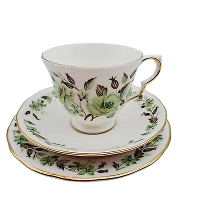 Buy Vintage Colclough Tea Cup Saucer Cake Plate Trio Sedley Green Floral Bone China • 10.98£