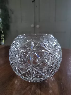 Buy Small Globe Rose Crystal Cut Glass Bowl Vase 10.5cm • 10.50£