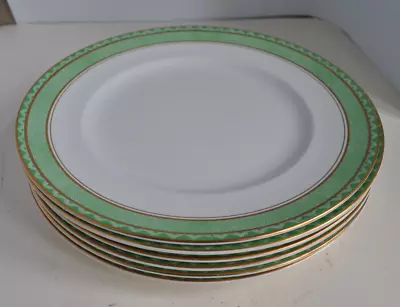 Buy 6 Vintage Booths Silicon China Dinner Plates. White/green/gold. Rd No. 742044/5 • 24£