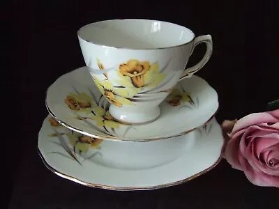 Buy Vintage Crown Royal Bone China Trio Teacup Saucer & Plate Daffodils  Design • 4.99£