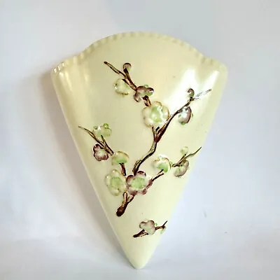 Buy Vintage Shorter And Son Wall Pocket Vase Apple Blossom Floral Ceramic Pottery • 16£