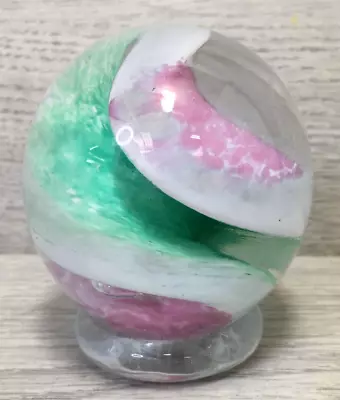 Buy Pink Green Swirl Pedestal Base Paperweight  Stunning And Rare • 13£