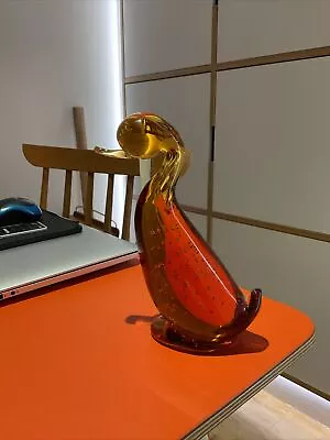 Buy Whitefriars Glass Large Intermediate Amber Controlled Bubbles Duck • 75£