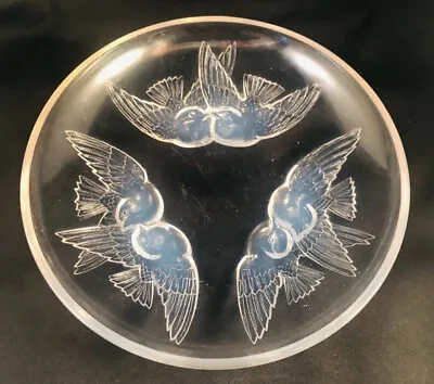 Buy R. Lalique Crystal  Nonnettes  Coupe Bowl Opalescent Swallows Model #398, C1928 • 403.05£