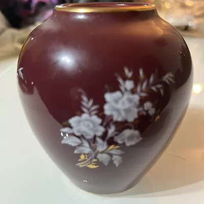 Buy Prinknash Vase 3.5” High Gloucester Pottery Burgandy White Floral Gilt Vintage • 9.99£