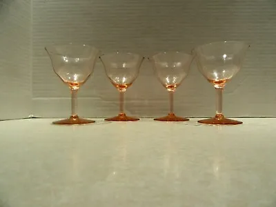 Buy Set Of Four Art Deco 1930s Delicate Pink Champagne Glasses - Beautiful • 28.44£