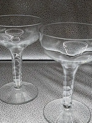 Buy Hollow Stem Twist Champagne Glasses Coupe Saucer 5.25  Set Of 2 Elegant  • 33.75£