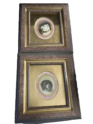 Buy Minton Dog Portraits Hand Painted Porcelain Miniature Framed Antique Rare Pair • 350£