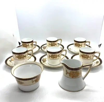 Buy Noritake 1930s / 40s Tea / Coffee Set For Six 6 Blue And Heavy Gold Gilt VGC • 140£
