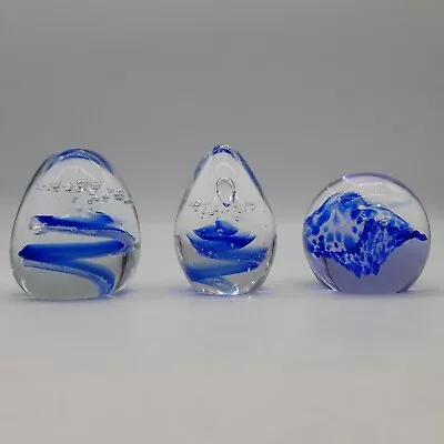 Buy Collection Of 3 Blue Glass Paperweights (#H1/NA) • 9.99£