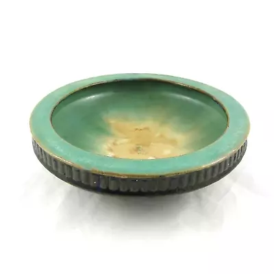 Buy Antique Fulper Art Pottery Flower Bowl Green And Mustard Flambe Glaze 407M • 166.03£