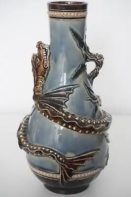 Buy Antique Doulton Lambeth Dragon & Prunus Vase - Barnard Pope Thompson - C.1883 • 1,875£