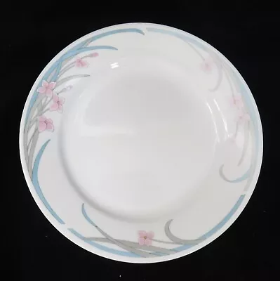 Buy Gibson Dinnerware Salad - Luncheon Plate White - Pink Flowers Blue Trim • 4.73£