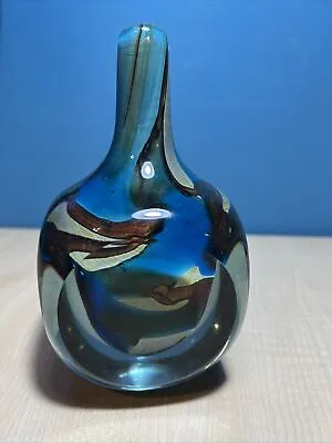 Buy SIGNED Mdina Maltese Glass 'Tiger' Cube Vase 1982 • 120£
