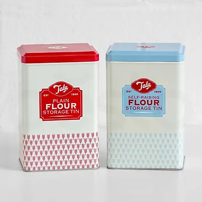 Buy Flour Storage Plain & Self Raising Retro Style Tins Containers Kitchen Canister • 15.89£