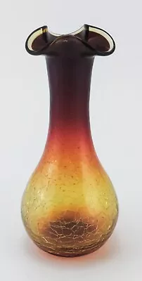 Buy Vintage 7  Amberina Crackle Glass Vase Glows • 28.92£