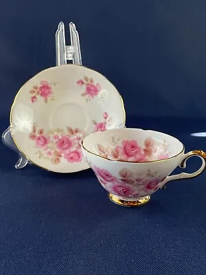 Buy Vintage Royal Sutherland Fine Bone China Cup And Saucer C.1936+ Pink Roses • 17.85£