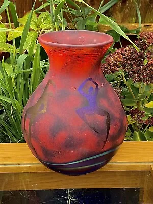 Buy Okra Glass Studio Millennium Fire Dance Large 23cm Cameo Vase - DB & KS • 300£