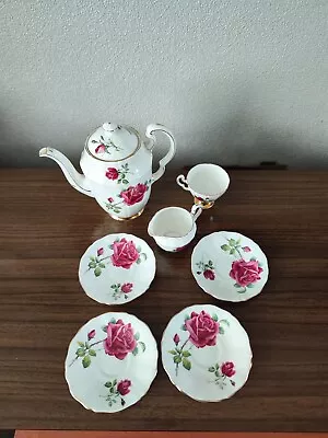 Buy Royal Adderley Rose 7 Piece Part Tea Set -  Teapot, Milk Jug, 4 Saucers 1 Cup  • 55£