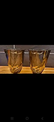Buy Art Deco French Luminarc Pair Of Smoked Glass Swirl Pattern Octagonal Vases • 12£