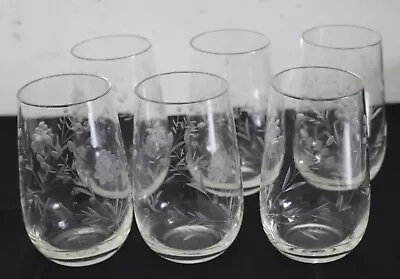 Buy Set Of 6 Princess House Heritage Crystal Floral Etched Glasses Tumblers Water 5” • 48.04£