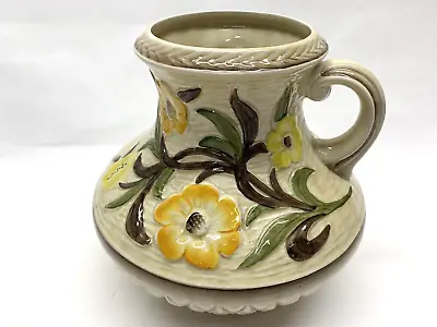 Buy Vintage HJ Wood Jacobean Hand Painted Relief Moulded Vase Handle Jug 808 Burslem • 19.99£