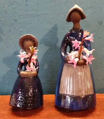 Buy Vintage Set Of TWO Elsi Bourelius Swedish Pottery Bonnet Flower Girl Bud Vase • 25£