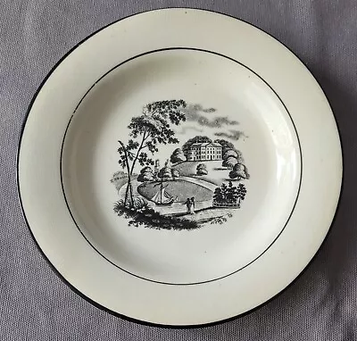 Buy Staffordshire Bat Printed Countryhouse Scene Plate C1810 Pat Preller Collection • 10£