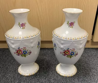 Buy BEAUTIFUL Pair Of Royal Grafton Malvern Bone Floral China Bud Vases CS CA7 • 24.99£