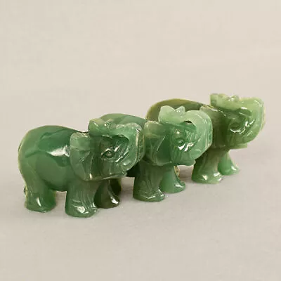 Buy Collection Hand Carved Aventurine Carved Elephant Jade Stone Elephant Statue • 5.29£