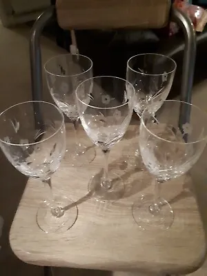 Buy Royal Doulton Bouquet Vintage Wine Glasses Signed/stamped- Crystal 21cm Tall X 5 • 35£