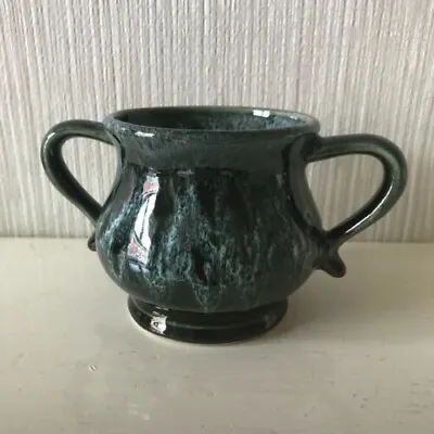 Buy Fosters Studio Pottery Vase Vintage Green Blue Drip Glaze Handles Handle Urn Pot • 9.99£