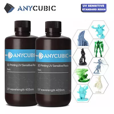 Buy ANYCUBIC 1KG Photopolymer/Water Washable/ABS-Like Resin 405nm Rapid UV 12K Resin • 18£