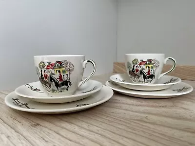 Buy Vintage Alfred Meakin ‘Tally Ho‘ Cup, Saucer And Side Plate Trios X 2 • 25£