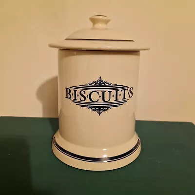 Buy Vintage Boots Pottery Biscuit Cookie Storage Jar Blue Cream 1869 Victorian Style • 19£