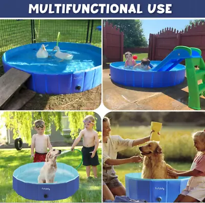 Buy Foldable Durable Plastic Dog Paddling Pool Garden Baby Pet Puppy Cat Bath 120x30 • 19.99£