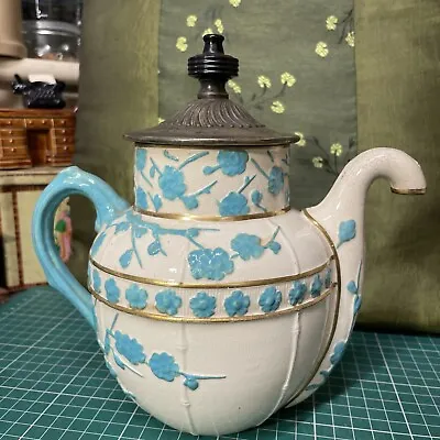 Buy Antique Doulton Burslem JJ Royle's  1886 Patent Self Pouring Teapot Turquoise • 45£