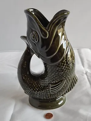 Buy Vintage Green Gurgling Fish Pottery Mouth Pitcher Vase Devon Dartmouth England • 37.86£