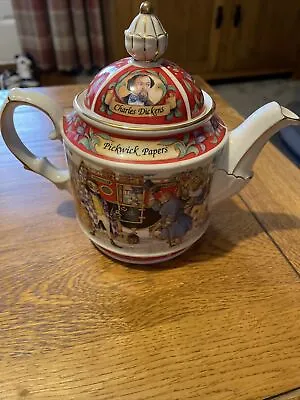 Buy Sadler Teapot Charles Dickens Pickwick Papers Gilt Edge Vintage Porcelain Unused • 18£