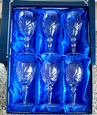 Buy 6 Edinburgh Crystal Wine Glasses - BALMORAL? - Original Blue Presentation Box • 48£