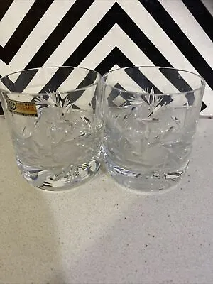 Buy Two Bohemian Crystal Star Cut Crystal Whiskey Glasses • 12£