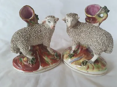 Buy A Pair Of Charming Sheep Figure Spill Vases, Circa 1820-1840 • 100£