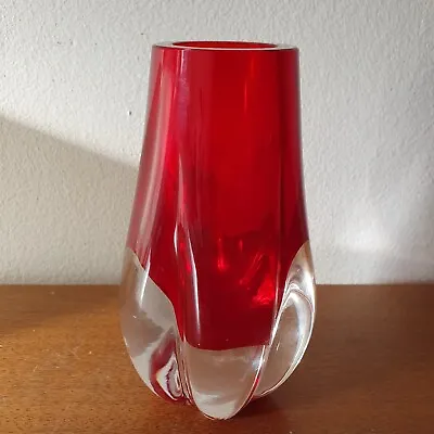Buy Whitefriars #9727 Baxter Ruby Red Glass Lobed Vase • 24£