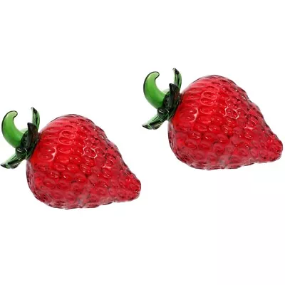 Buy  2 Pieces Crystal Fruit Ornament Blown Glass Figurines Strawberry • 11.65£