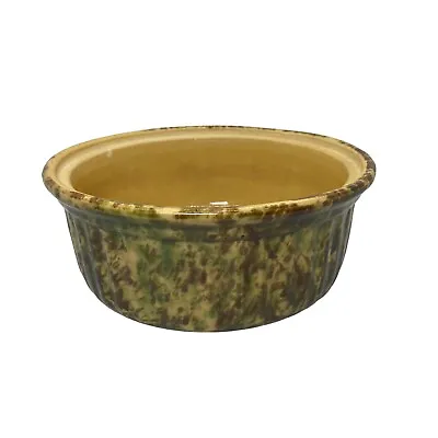 Buy Vintage Green/Brown Spongeware Yellow Ware Spatter Casserole Dish Bowl • 12.37£