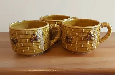 Buy 3 X Vintage Honey Bee Basket Weave Small Coffee Cups • 10£