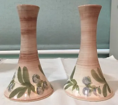 Buy Pair Of Vintage Jersey Pottery Handpainted Stem Bud Vases • 9.99£