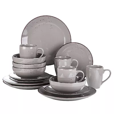 Buy Vancasso NAVIA Dinner Set 16pc Porcelain Plate Bowl Set Tableware Service For 4 • 21.99£