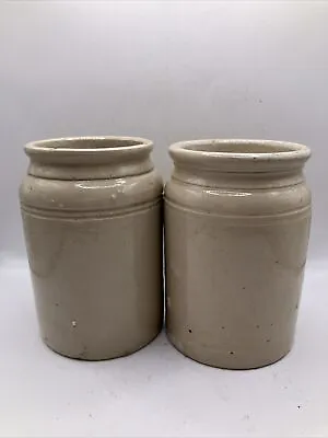 Buy 2 Old Rolled Top Stoneware Jam/marmalade Pots (R) • 12£